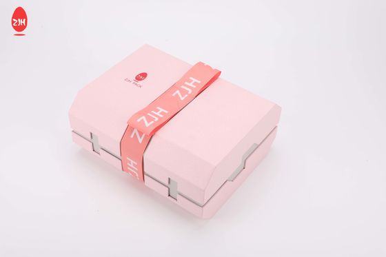 Contenitore di scarpe pieghevole di lusso della carta del cartone, contenitori di regalo rosa d'imballaggio rigidi magnetici