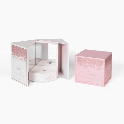 Cartone Matte Cosmetic Boxes Open Door bianco Logo For Cosmetics su ordinazione