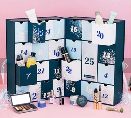 Contenitore di regalo cosmetico del cassetto del cartone di Natale della scatola su ordinazione all'ingrosso del calendario